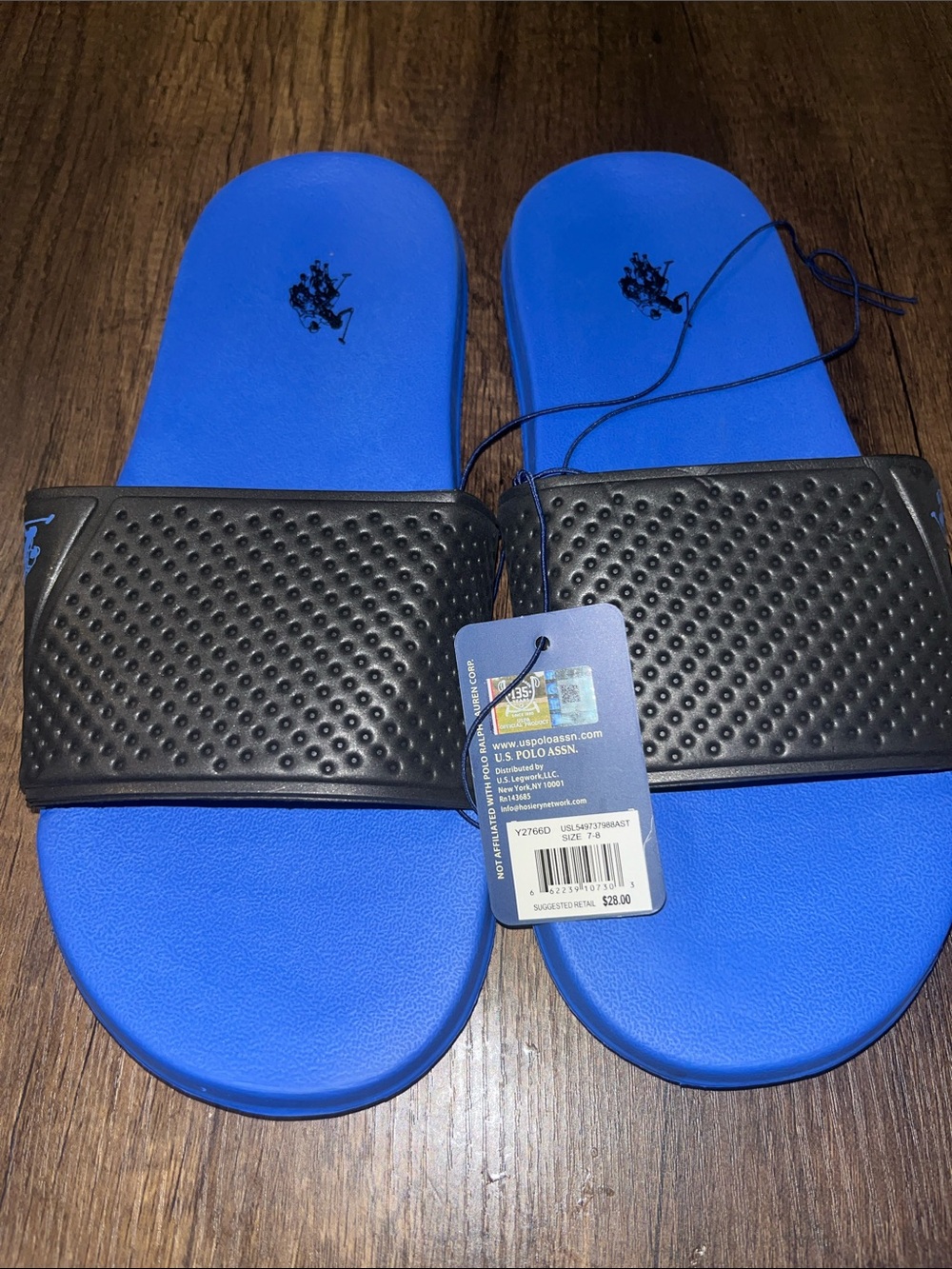 U.S. Polo Assn. Royal Blue and Black Slide Sandals size 7/8